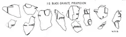 Drawing of inscribed fragments of granite