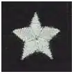 Blue "Star" proficiency badge indicating "1st Class Pass" (80-89%) in the Master test; worn above any rank and below any Spitfire badges. Red and Gold stars were awarded to indicate five Master Test Passes (90-100%).