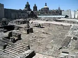 Aztec ruins of the Templo Mayor adjacent to the cathedral