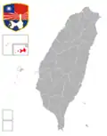 Location of Kinmen County in Taiwan