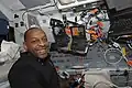 Satcher in the Space Shuttle during STS-129