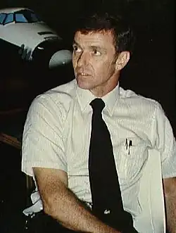 NASA Astronaut Joe Engle, commander of the STS-2 mission, during an interview with Channel 2, KPRC-TV in 1981.