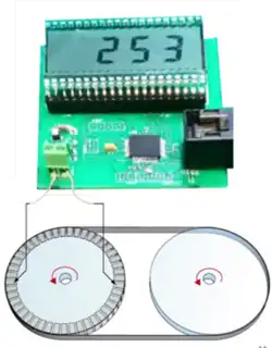An encoder circuit with a graphic of a belt pulley system