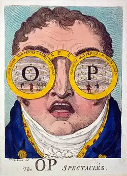 Caricature concerning the prices at the Covent Garden Theatre