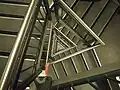 The triangular staircase that must be navigated should an evacuation be needed.