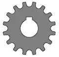 A sprocket with an internal parallel keyway