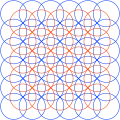 The related five overlapping circles grid is constructed by from two sets of overlapping circles half-offset.[22]