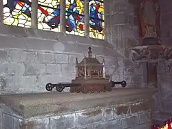 Reliquary holding relics of St Ronan at Locronan.