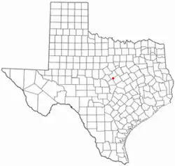 Location of Evant, Texas