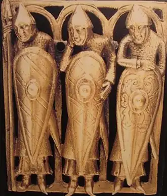 Kite shields as depicted on the Temple Pyx