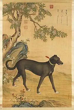 One of a series in Ten Prized Dogs, painted by the Lang Shining