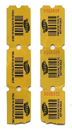Timezone Arcade Ticket Back and Front