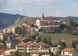The church and surrounding buildings in Turriers