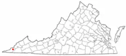 Location of Dryden, Virginia
