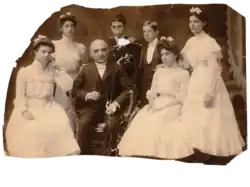 Sepia tone photo of 1880's Confirmation class in formal wear